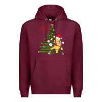 Burgundy Winnie The Pooh- Merry christmas Premium Hoodie - artisFamous