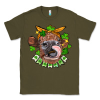 Army Green St. Patrick's Day cow Classic Tee - FaDigitalArtStudio
