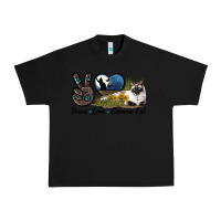 Black Peace Love Siamese Cat Urban Heavy Tee - LillyAllenDesigns