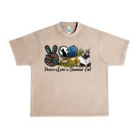 French Oak Peace Love Siamese Cat Urban Heavy Tee - LillyAllenDesigns