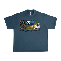 Midnight Navy Peace Love Siamese Cat Urban Heavy Tee - LillyAllenDesigns