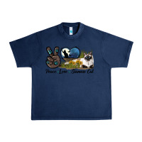 Navy Peace Love Siamese Cat Urban Heavy Tee - LillyAllenDesigns