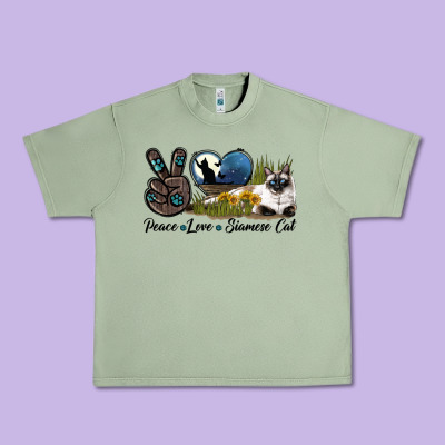 Peace Love Siamese Cat Urban Heavy Tee Designed By Lillyallendesigns