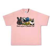 Salmon Peace Love Siamese Cat Urban Heavy Tee - LillyAllenDesigns