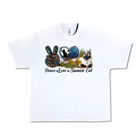 White Peace Love Siamese Cat Urban Heavy Tee - LillyAllenDesigns