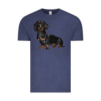 Vintage Denim Dachshund Dog Illustrations Vintage Tee - LillyAllenDesigns