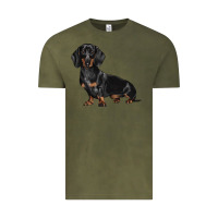 Vintage Olive Dachshund Dog Illustrations Vintage Tee - LillyAllenDesigns
