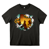 Asphalt Horsehide Texas Map Cowboys Flag Heavy Core Tee - RanaPortraitStore