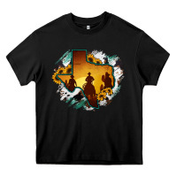 Black Horsehide Texas Map Cowboys Flag Heavy Core Tee - RanaPortraitStore
