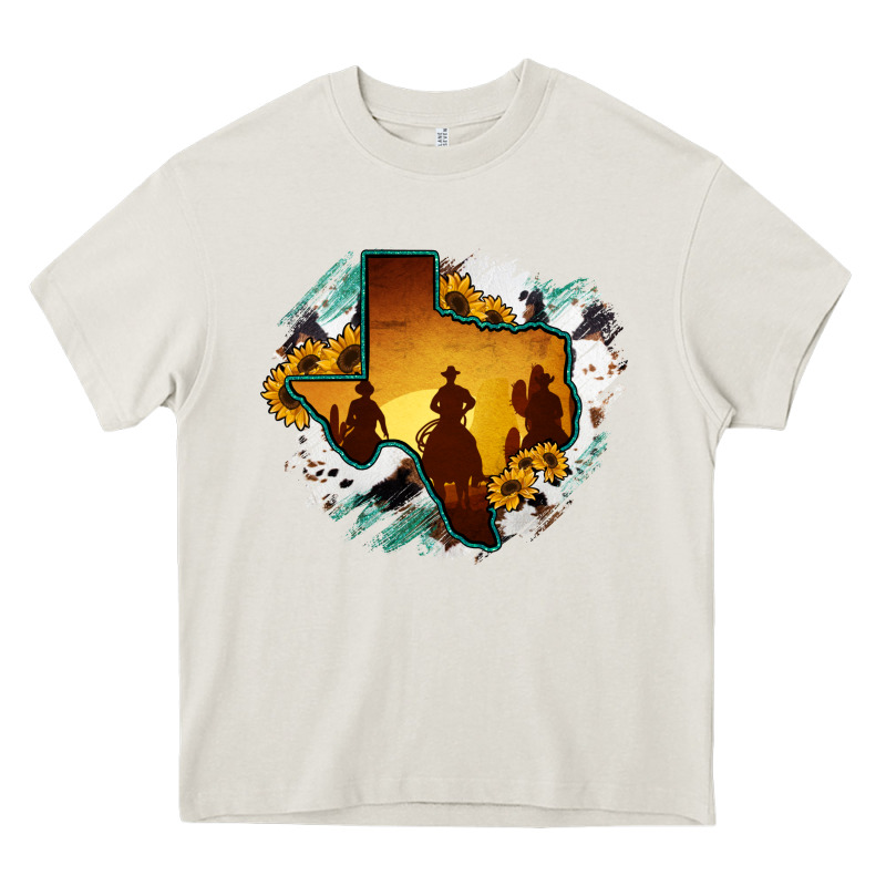 Horsehide Texas Map Cowboys Flag Heavy Core Tee by RanaPortraitStore | Teevron