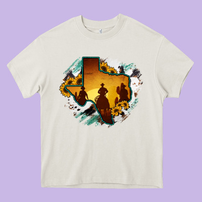 Horsehide Texas Map Cowboys Flag Heavy Core Tee Designed By Ranaportraitstore