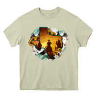 Mossy Horsehide Texas Map Cowboys Flag Heavy Core Tee - RanaPortraitStore