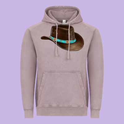 Cowboy Cap Vintage Hoodie Designed By Barkaloodesign