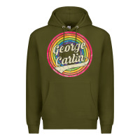 Army Green george carlin   retro rainbow faded style Premium Hoodie - artisFamous