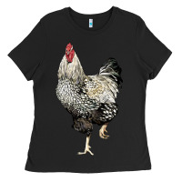 Black wyandotte rooster Ladies Tee - LillyAllenDesigns
