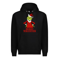 Black Merry Whatever Grinch Premium Hoodie - artisFamous