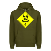 Army Green baby on board Premium Hoodie - artisFamous