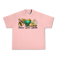 Salmon Peace Love Ducks Urban Heavy Tee - LillyAllenDesigns