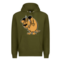Army Green smile mumbly muttley dog Premium Hoodie - artisFamous