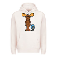 Pale Pink rocky and bullwinkle Premium Hoodie - artisFamous