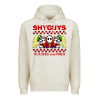 Oatmeal Heather shy guys burger and fries Premium Hoodie - artisFamous