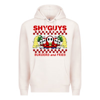 Pale Pink shy guys burger and fries Premium Hoodie - artisFamous