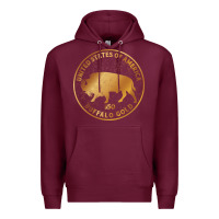 Burgundy Buffalo Gold Native American - Bison Premium Hoodie - artisFamous