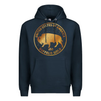 Navy Buffalo Gold Native American - Bison Premium Hoodie - artisFamous