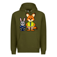 Army Green zootopia duo chibi Premium Hoodie - artisFamous