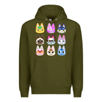 Army Green animal crossing cute cats animal crossing new horizons Premium Hoodie - artisFamous