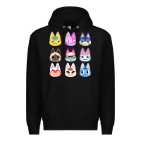 Black animal crossing cute cats animal crossing new horizons Premium Hoodie - artisFamous