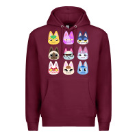 Burgundy animal crossing cute cats animal crossing new horizons Premium Hoodie - artisFamous