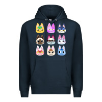 Navy animal crossing cute cats animal crossing new horizons Premium Hoodie - artisFamous