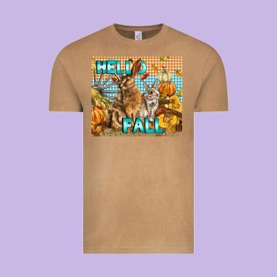 Hello Fall Rabbit Vintage Tee Designed By Lillyallendesigns