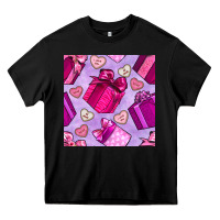 Black valentines day gift box and cookie seamless pattern Heavy Core Tee - BundleAndBundleShop