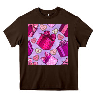 Chocolate Brown valentines day gift box and cookie seamless pattern Heavy Core Tee - BundleAndBundleShop