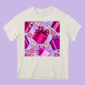 Valentines Day Gift Box And Cookie Seamless Pattern Heavy Core Tee Designed By Bundleandbundleshop