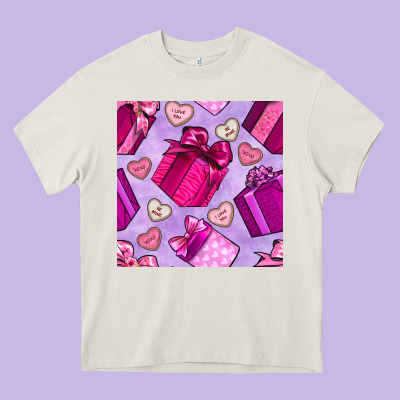 Valentines Day Gift Box And Cookie Seamless Pattern Heavy Core Tee Designed By Bundleandbundleshop