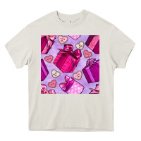 Cream valentines day gift box and cookie seamless pattern Heavy Core Tee - BundleAndBundleShop