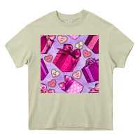 Mossy valentines day gift box and cookie seamless pattern Heavy Core Tee - BundleAndBundleShop