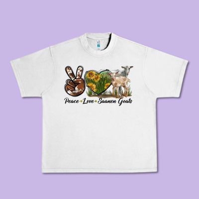 Peace Love Saanen Goats Urban Heavy Tee Designed By Lillyallendesigns