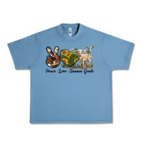 Pebble Blue Peace Love Saanen Goats Urban Heavy Tee - LillyAllenDesigns