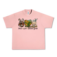 Salmon Peace Love Saanen Goats Urban Heavy Tee - LillyAllenDesigns