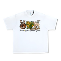 White Peace Love Saanen Goats Urban Heavy Tee - LillyAllenDesigns