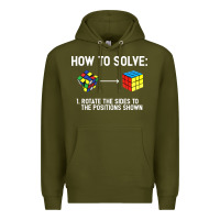 Army Green youth rubiks cube rotate the sides to the position shown cube Premium Hoodie - DesigneFamous