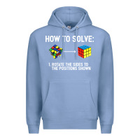 Colony Blue youth rubiks cube rotate the sides to the position shown cube Premium Hoodie - DesigneFamous
