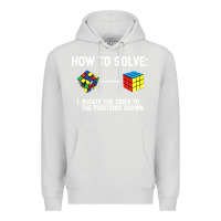 Dove Grey youth rubiks cube rotate the sides to the position shown cube Premium Hoodie - DesigneFamous