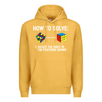 Mustard youth rubiks cube rotate the sides to the position shown cube Premium Hoodie - DesigneFamous