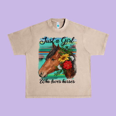 Just A Girl Who Loves Horseshoe Urban Heavy Tee Designed By Ranaportraitstore