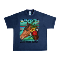 Navy just a girl who loves horseshoe Urban Heavy Tee - RanaPortraitStore